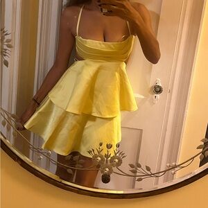 Zara yellow satin dress small nwt